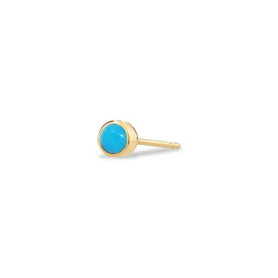 Maya Brenner Women's Birthstone Stud - Yellow Gold Turquoise - December