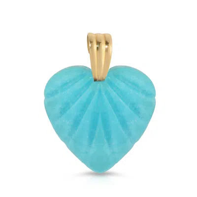 Maya Brenner Women's Gold / Blue Etched Turquoise Heart Charm