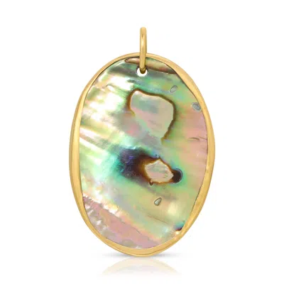 Maya Brenner Women's Gold Large Abalone Cabochon Charm