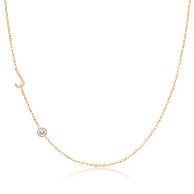 Maya Brenner Women's Monogram Necklace With Diamond - Rose Gold - 16"