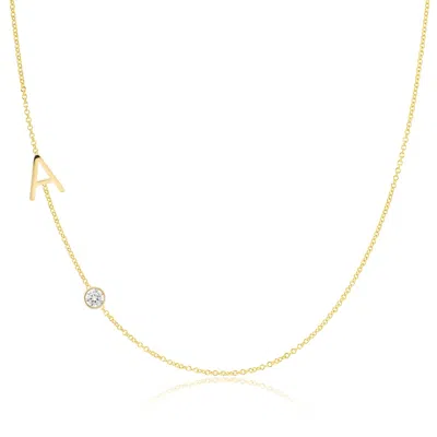 Maya Brenner Women's Monogram Necklace With Diamond - Yellow Gold - 18"
