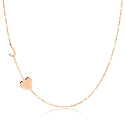 Maya Brenner Women's Monogram Necklace With Heart 14k Rose Gold - 16"