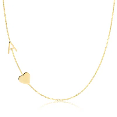 Maya Brenner Women's Monogram Necklace With Heart Yellow Gold - 16"