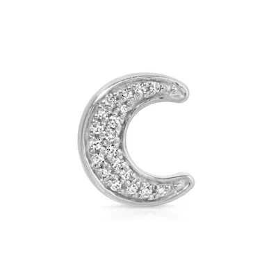 Maya Brenner Women's Pavé Charm Stud - 14k White Gold - Moon