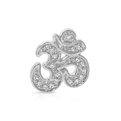 Maya Brenner Women's Pavé Charm Stud - 14k White Gold - Om In Metallic