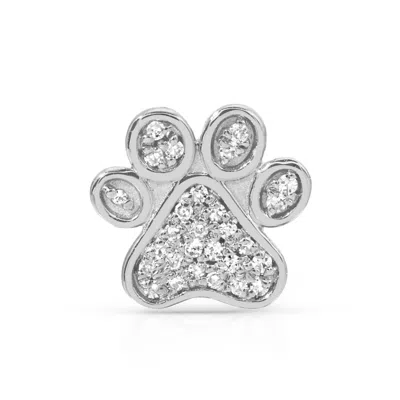 Maya Brenner Women's Pavé Charm Stud - 14k White Gold - Paw In Metallic
