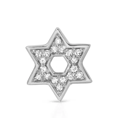Maya Brenner Women's Pavé Charm Stud - 14k White Gold - Star Of David In Metallic