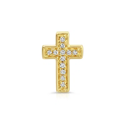 Maya Brenner Women's Pavé Charm Stud - 14k Yellow Gold - Cross