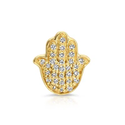 Maya Brenner Women's Pavé Charm Stud - 14k Yellow Gold - Hamsa