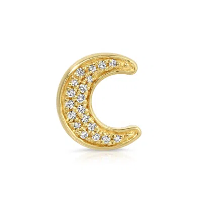Maya Brenner Women's Pavé Charm Stud - 14k Yellow Gold - Moon