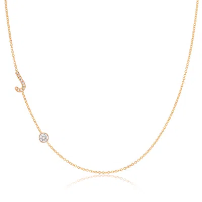 Maya Brenner Women's Pavé Monogram Necklace With Diamond 14k Rose Gold - 16"