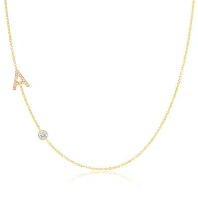 Maya Brenner Women's Pavé Monogram Necklace With Diamond 14k Yellow Gold - 16"
