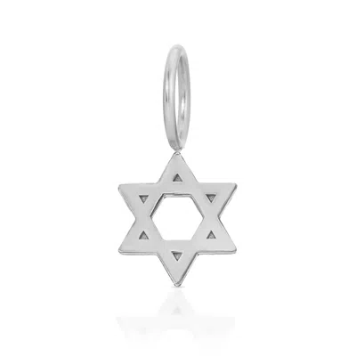 Maya Brenner Women's Silver Charm Pendant - Star Of David White Gold