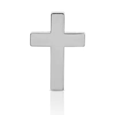 Maya Brenner Women's Silver Charm Stud - 14k White Gold - Cross In Metallic