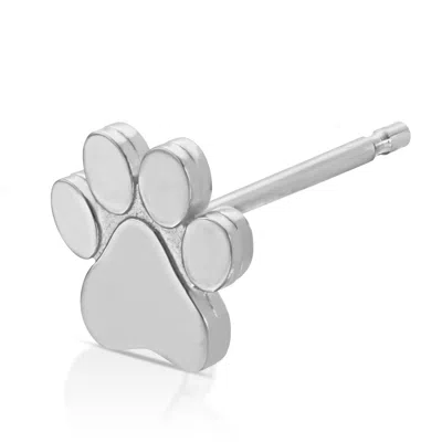 Maya Brenner Women's Silver Charm Stud - 14k White Gold - Paw In Metallic