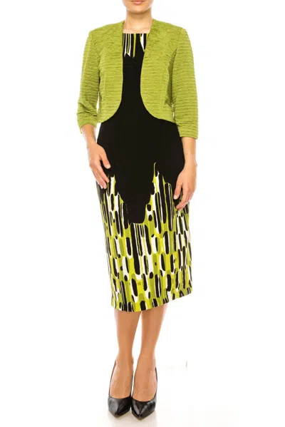 Maya Brooke Abstract Print Cropped Jacket Dress In Kiwi In Multi