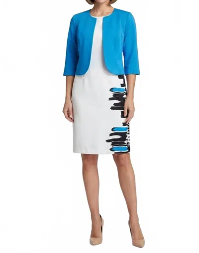Maya Brooke Day Jacket Dress 2 Piece Set In Ocean Blue White