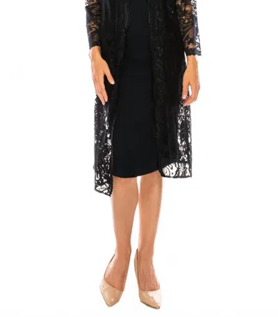 Maya Brooke Lace Duster 2 Piece Jacket Dress In Navy In Blue