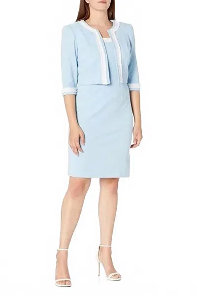 Maya Brooke Ruffle Trim 2 Piece Jacket Dress In Blue