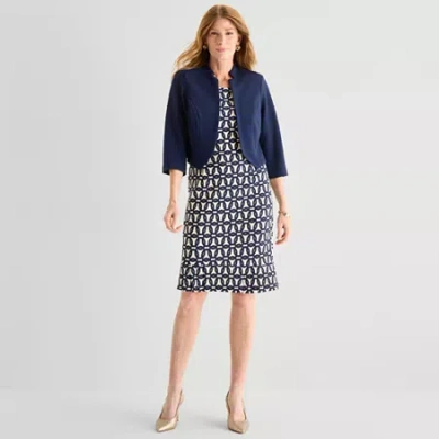 Maya Brooke Womens Abstract Jacket Dress In Blue