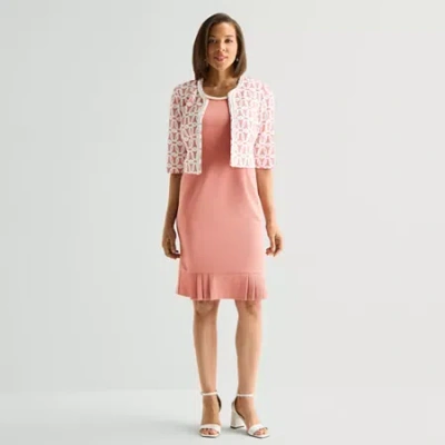 Maya Brooke Womens Embellished Floral Jacket Dress In Pink