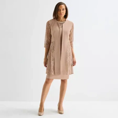 Maya Brooke Womens Lace Jacket Dress In Brown