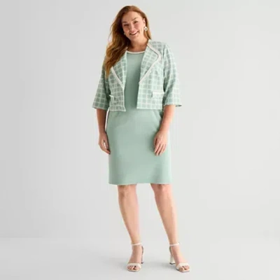 Maya Brooke Womens Plus Jacket Dress In Green