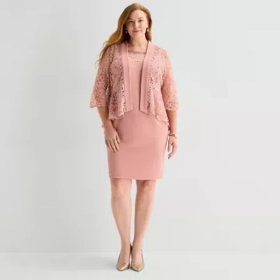 Maya Brooke Womens Plus Jacket Dress In Pink