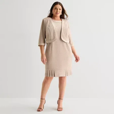 Maya Brooke Womens Plus Jacket Dress In Neutral