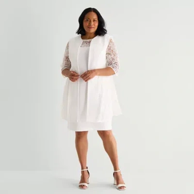 Maya Brooke Womens Plus Jacket Dress In White
