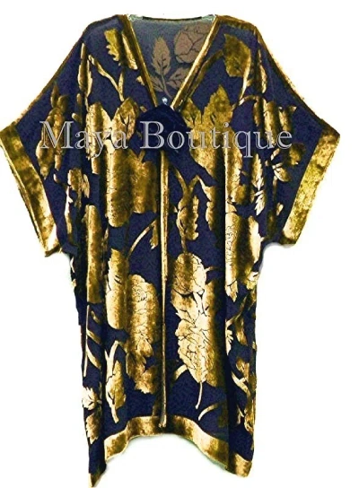 Pre-owned Maya Matazaro Antique Gold Silk Burnout Velvet Opera Coat Kimono No Fringe  Usa