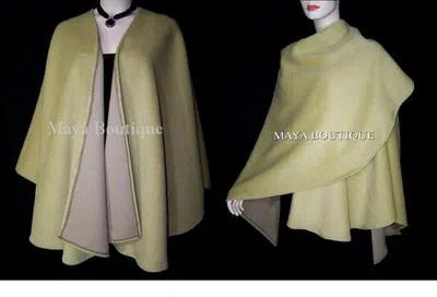 Pre-owned Maya Matazaro Camel Cape Ruana Wrap Coat Camel Hair Wool & Cashmere Blend By  In Beige