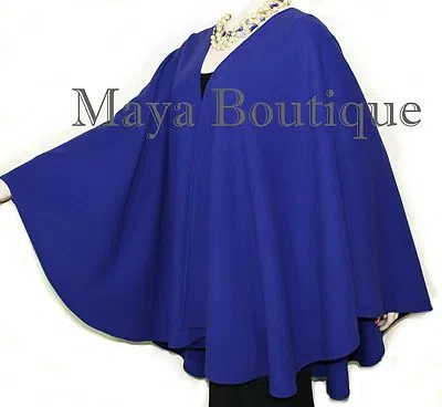 Pre-owned Maya Matazaro Cashmere Wool Cape Ruana Wrap Coat Blue Iris  Made In Usa