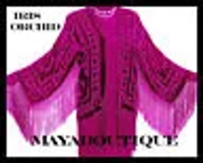Pre-owned Maya Matazaro Iris Orchid Silk Jacket Top Kimono Duster Bolero Blazer Maya Boutique In Purple