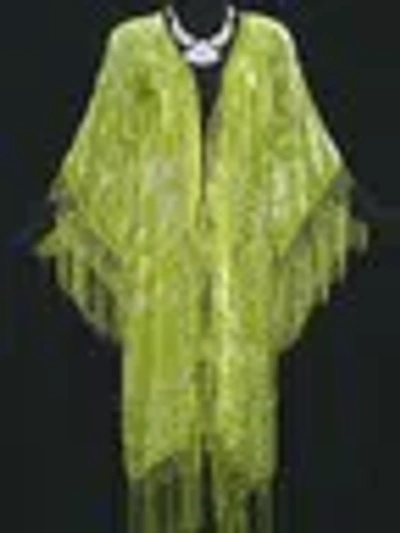 Pre-owned Maya Matazaro Lime Silk Caftan Jacket Kimono Coat Duster Hand Dyed Made In Usa In Green