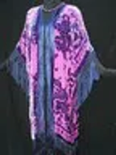 Pre-owned Maya Matazaro Silk Caftan Jacket Kimono Coat Duster Pink Purple Plus  Usa Made
