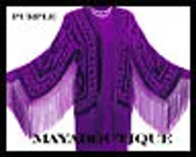 Pre-owned Maya Matazaro Silk Jacket Top Kimono Duster Bolero Blazer Purple