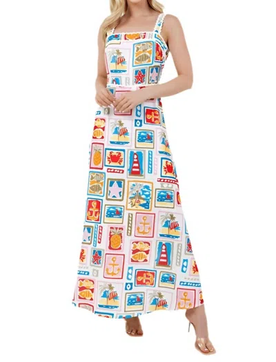 Mayah Overseas Postage Stamp Maxi Dress In White