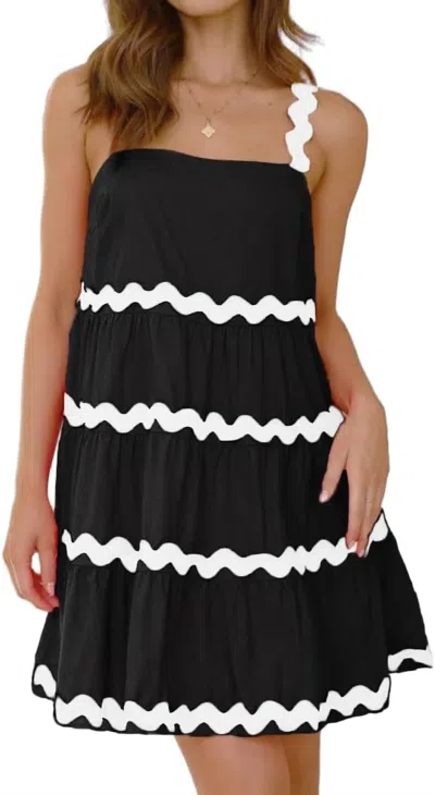 Mayah Overseas Rickrack Trim Mini Dress In Black