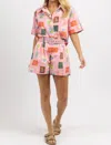 Mayah Overseas Sightsee Print Short Set In Pint In Multi