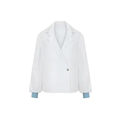 Mayamu Women's Grov - Wide Collar Double Breasted White Shirt In Multi