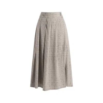 Mayamu Women's Helena - Grey Waist Corsage Slit Skirt In Neutral