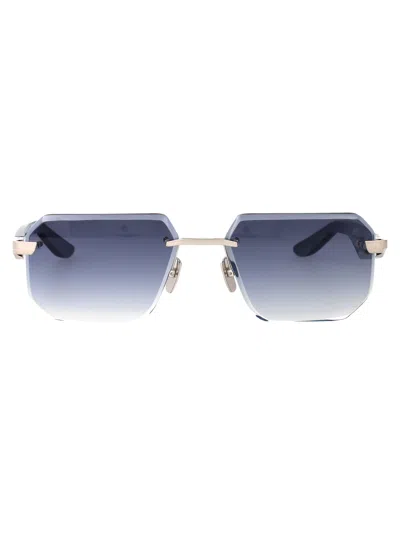 Maybach Eyewear Mellow Gold - Lacewood/ebony/deep Teal Ocean Madrone Titanium Sunglasses In Blue