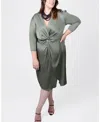 Mayes Nyc Plus Size Elvie Front-twist Midi Dress In Olive Green