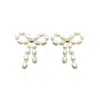 Mayfair Pearls Women's Gold / White Bow Pearl Festive Stud Earrings In Multi