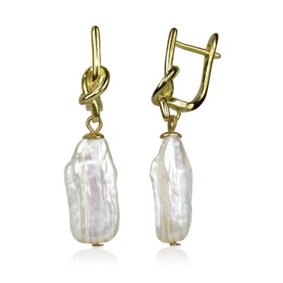 Mayfair Pearls Women's Gold / White Gold Twist Baroque Drop Earrings In Multi