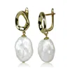 Mayfair Pearls Women's Gold / White Sculpted Gold Baroque Pearl Earrings