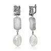 Mayfair Pearls Women's Silver / White Sculpted Silver Druzy & Baroque Pearl Drop Earrings