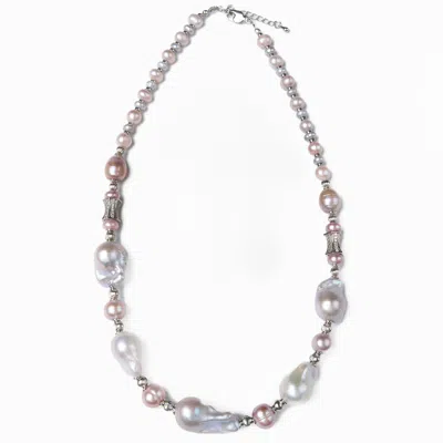 Mayfair Pearls Women's White / Silver / Pink Pink Baroque Elegance Pearl Necklace