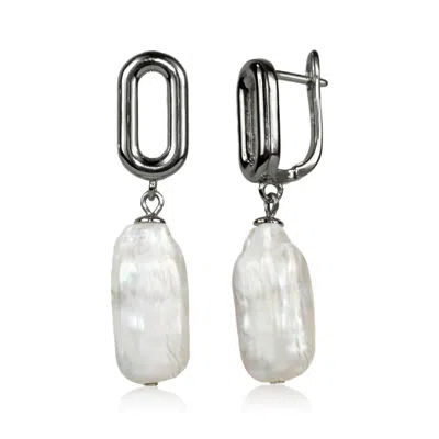 Mayfair Pearls Women's White / Silver White Geometric Baroque Earrings